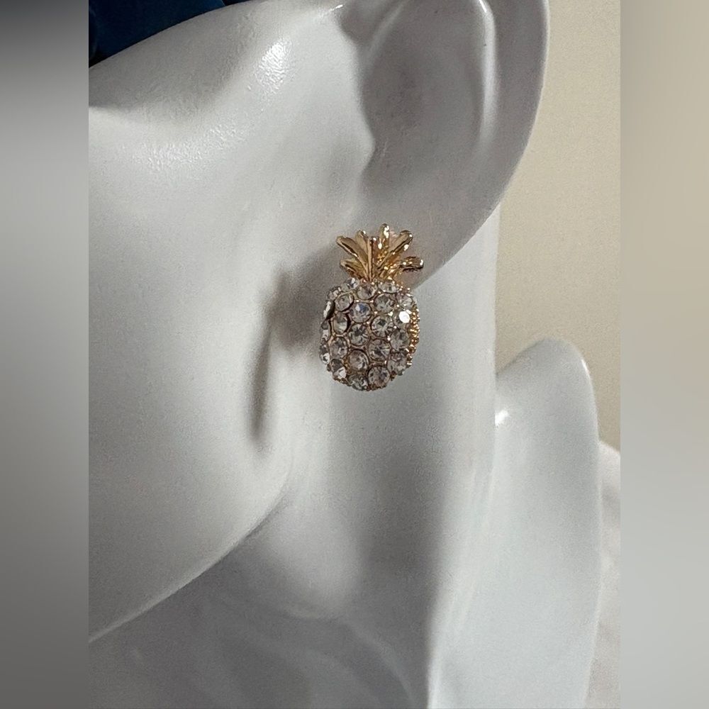 Pineapple Rhinestone Earrings - Picture 2 of 2